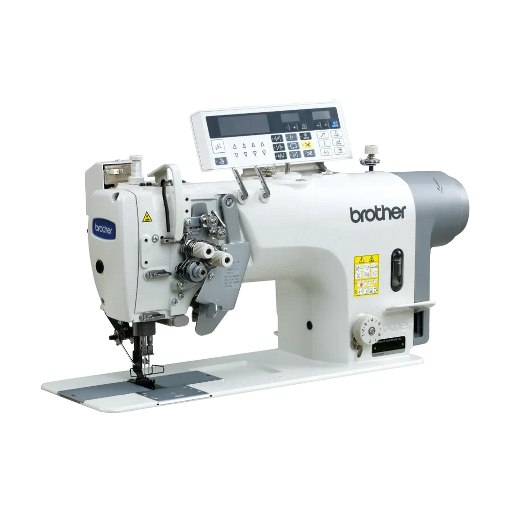 Brother T-8752C-407-N64D Twin Needle Direct Drive Split Needle Bar Lockstitch Machine with Large Hook