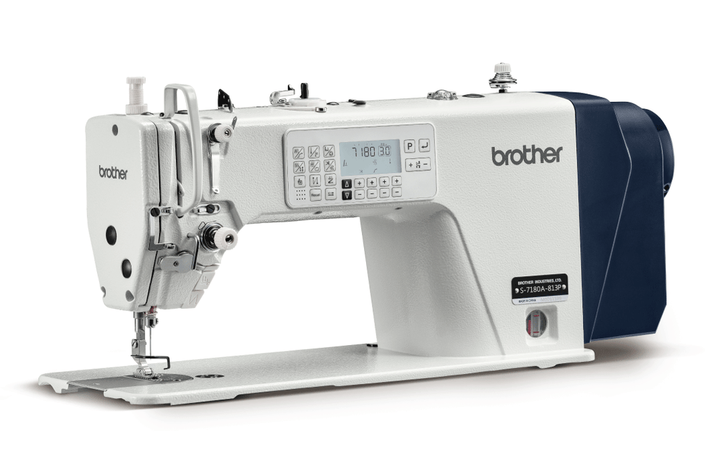 S-7180-A Single Needle Direct Drive Straight Lock Stitcher with Thread Trimmer, Electric Feeding System and Presser Foot Lifter