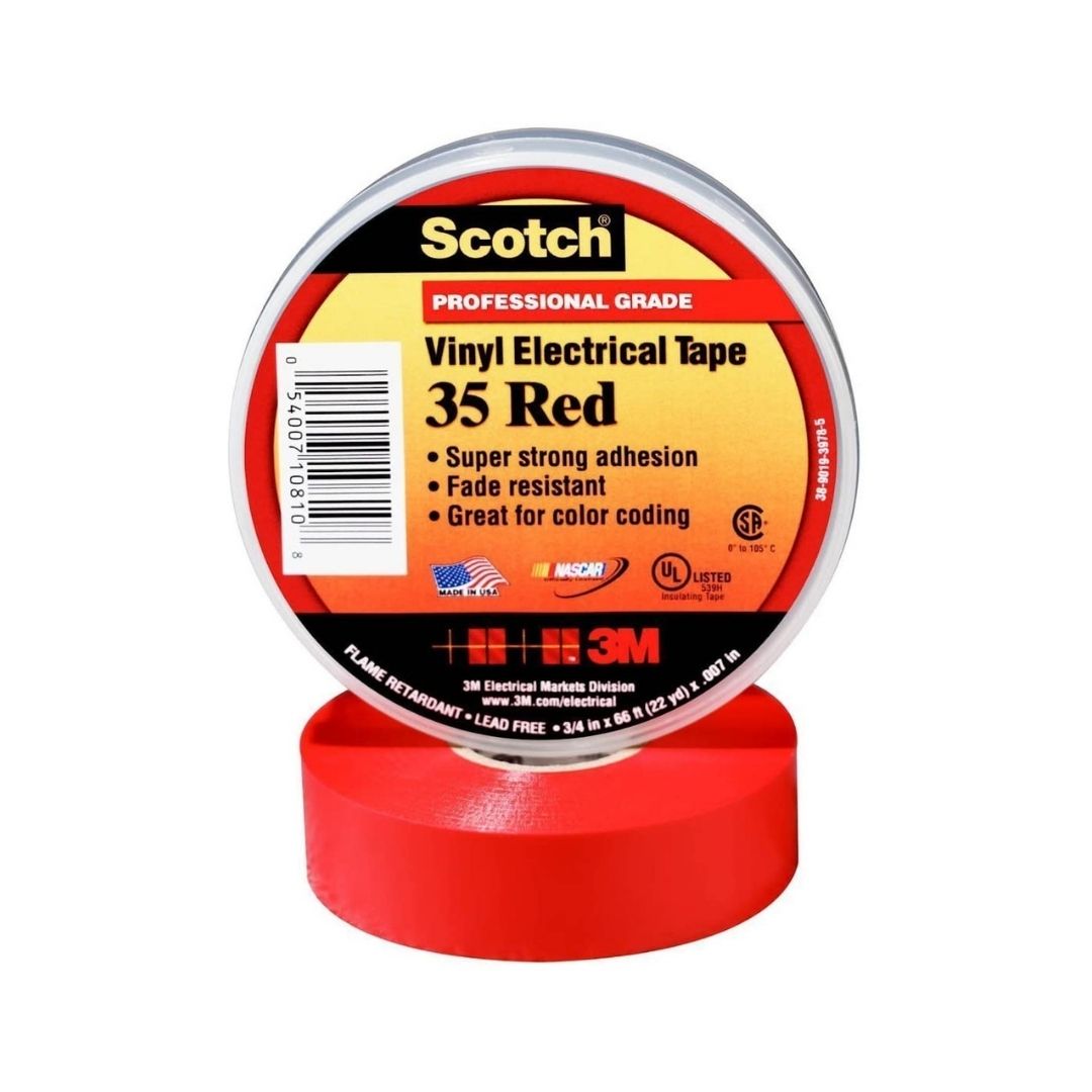 Scotch® Vinyl Electrical Tape Red( 34 in. x 66 ft. x 7 mil) (2)